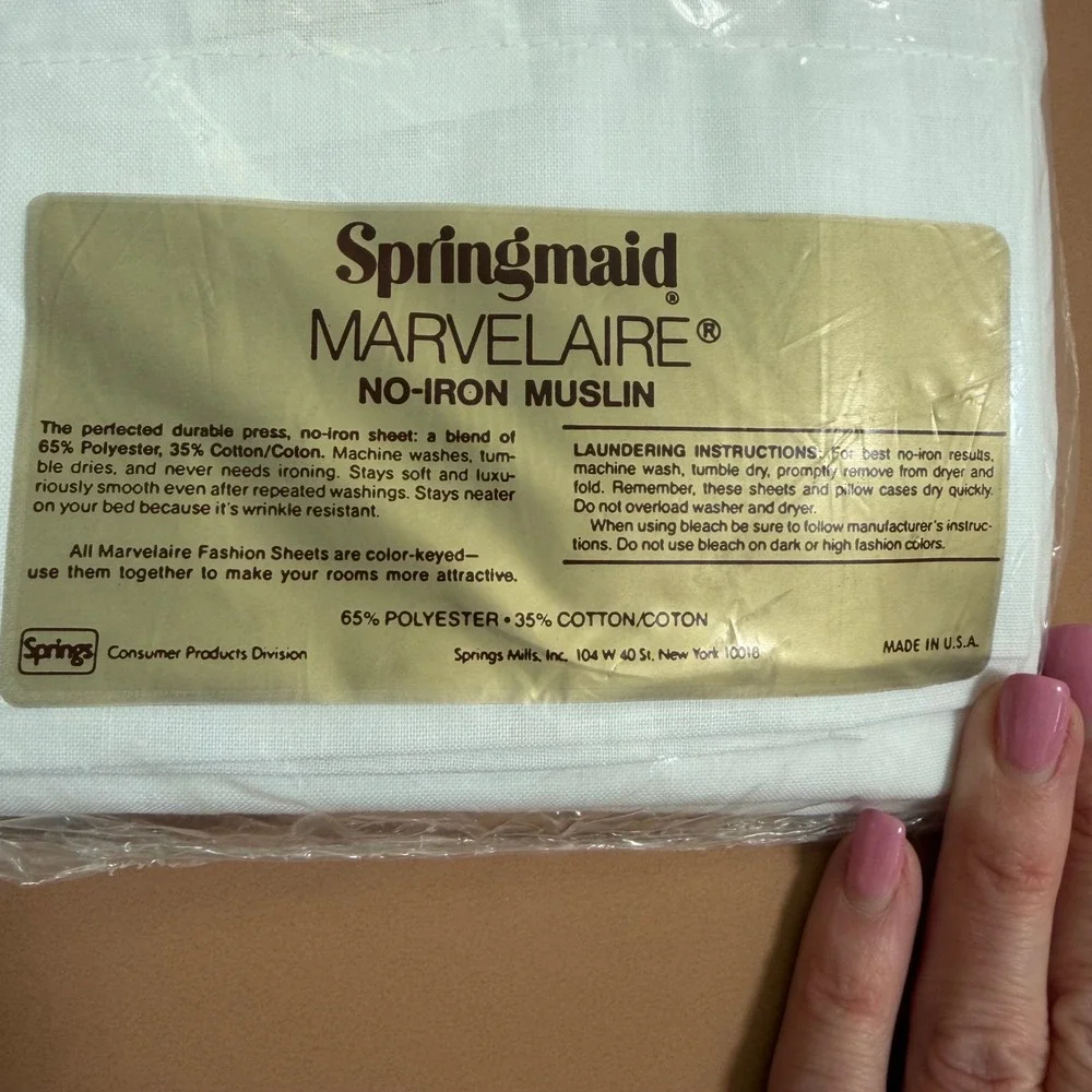Springmaid Marvelaire x2 White Double Flat Sheets & Standard Pillowcase Set NEW